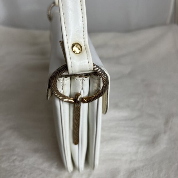 Robert Bestien Vintage White Faux Leather shoulder Adjustable Strap - Picture 5 of 12
